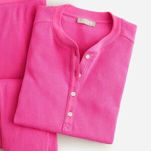 J Crew Fuchsia Waffle Henley Pajama Lounge Top Size Medium